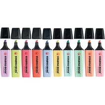 스타빌로 보스 파스텔 하이라이터 형광펜 10종 세트, 옐로우, 핑크, 민트, 터콰이즈, 라일락, 블루, 라임, 레드, 크리미피치, 체리블로섬, 1세트