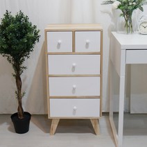 팬물산 바네스 4단 5문 서랍장, 화이트