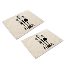 더플로우 모노톤 딜리셔스 쿠킹 클레스 린넨 테이블 매트 2p, 11, 42 x 32 cm