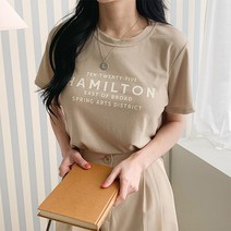 티탁 여성용 빅사이즈 루즈핏 라운드넥 스프링 아트 반팔 티셔츠