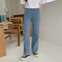 여성용 바이루 일자 캐쥬얼 데님 팬츠 PT9616K23