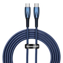 베이스어스 글리머 C to C 고속 충전 케이블 100W, 블루, 1개, 2m