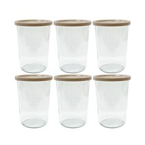 WECK 기본형 유리 저장병 850ml No.743 6p + PE뚜껑 베이지 6p 세트, 1세트