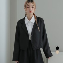 어썸어라운드 여성용 원버튼 블레이저 크롭 자켓