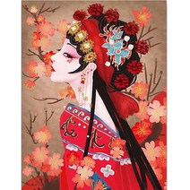 밀스턴 비즈 5D DIY 매화 소녀 아트 인테리어 보석십자수 키트, 혼합색상, 1세트