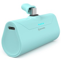 신지모루 12W 포터블 미니 보조배터리 + C타입 케이블, 라이트블루