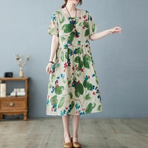 레몬소울 레이먼 꽃밭 패턴 반팔 원피스