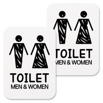 뭉키데코 부착형 화장실 안내표지판 L 화이트, 화장실 남여001, 2개