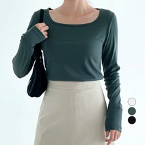 무드인더 여성용 스퀘어넥 데일리 긴팔 티셔츠