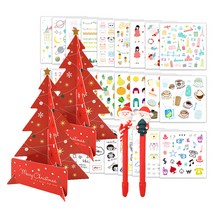 투영디자인 트리 스탠딩 카드 2p + 산타 볼펜 랜덤발송 2p + 인스 스티커 28종 세트, 레드, 1세트