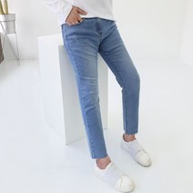 프롬엘 빅사이즈 시크릿밴딩 스판 10부 밑단컷팅 청바지