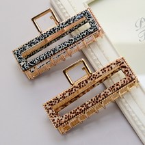 레오파드 메탈스퀘어 올림머리 집게핀 2종 세트