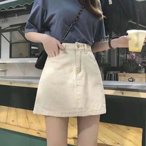자취남녀 데님 A라인 미니스커트
