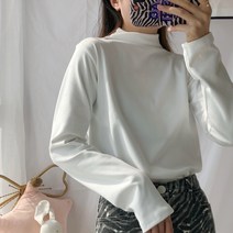 여성용 구디프 슬림 긴팔 반폴라 데일리 코디 티셔츠