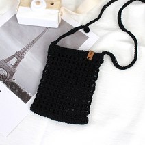 러브컨츄리 핸드폰 미니 네트백 뜨개질 DIY 키트, 1세트, 628 블랙