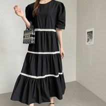 오키 여성용 캉캉 레이스 코튼 원피스