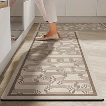 북유럽 논슬립 빨아쓰는 규조토 물흡수 주방 발매트 45 x 120 cm, 고리, 1개