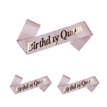 조이파티 생일어깨띠 Birthday Queen, 글리터로즈골드, 3개