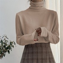 여성용 미드나잇코코 소르도 폴라넥 심플 티셔츠 B237WF03264