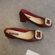 펄 스퀘어 버클 여성구두 GH35_RD_758