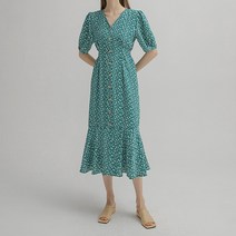 NAIN 브이넥 퍼프 플로럴 원피스 OP-5945