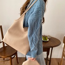 바오스레 소프트 대형 가죽 쇼퍼 숄더백