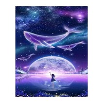 로앤뷰 DIY 규빅 비즈 보석 십자수 원단형 30 x 40 cm, 밤속의 돌고래, 1세트