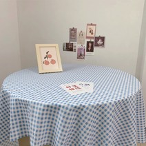 프랑온드 감성 체크 식탁보, 하늘, 70 x 70cm