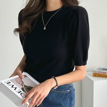여성용 어깨 셔링 반팔 니트 110418