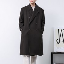 단군 남성용 오버핏 울모직 더블 롱 코트