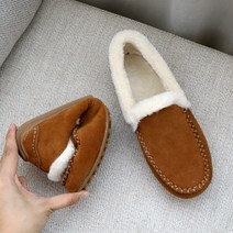 스타 여성용 보송 털 재봉 모카신