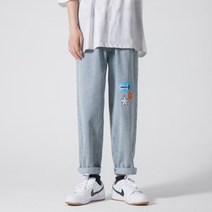 남성용 알럽홈 프린팅 데님 청바지