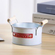 미니 인테리어 철제 깡통 화분, 레드