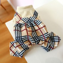 스타 반려동물 귀여운 전신 멜빵, 베이지 체크