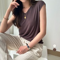 [레이온나시] 세컨그라운드 여성용 레이온 브이넥 나시 티셔츠