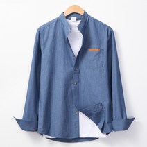 레이먼 남성용 소핀 헨리넥 포켓 데님 셔츠