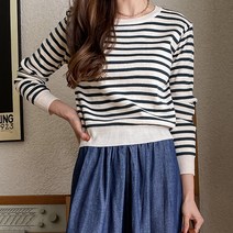 슈가펀 여성용 스피 캐주얼 단가라 데일리 스트라이프 니트