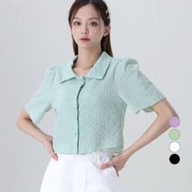 어썸어라운드 여성용 링클 컬러 반팔 블라우스
