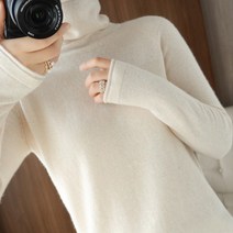 솔레일 여성용 플랫 웜 베이직 목폴라 니트