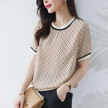 몬드스팟 여성용 체크 라운드 차르르 블라우스 MON34