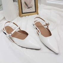 파이 여성용 스틸레토 슬링백 밴딩 메리제인 플랫슈즈 1cm KR_6071