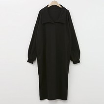 슈가펀 스테이 루즈핏 카라 볼륨소매 코튼 원피스