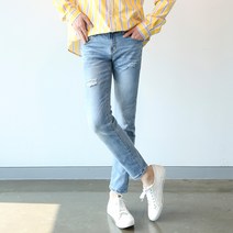 제제 남성용 히든 밴딩 9부 워싱 청바지