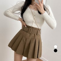 밀키버터 여성용 앙고라 스퀘어넥 크롭 니트
