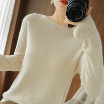 언헤브 여성용 봄가을 라운드넥 니트