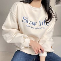 여성용 슬로우 라이프 기모 맨투맨
