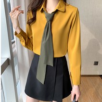 포플러앤씨 루우캣 타이 블라우스