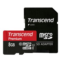 트랜센드 Premium UHS-I 마이크로SD 메모리카드 + 어댑터 세트 TS8GUSDU1, 8GB