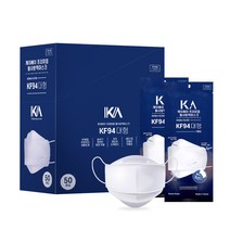 케이에이 프리미엄 황사방역 마스크 대형 KF94 화이트, 1개, 50개입