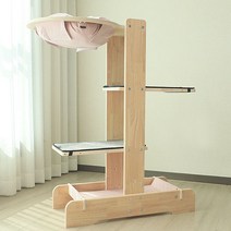 캣츠빌 고무나무 UV코팅 원목 아쭈 캣타워 H A타입, 핑크(천해먹 상단), 베이비핑크(하단), 그레이(카페트), 1개